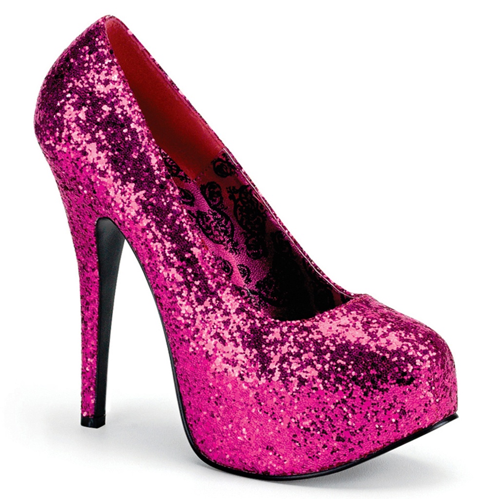 TEEZE-06GW - PU Hot Pink Glitter