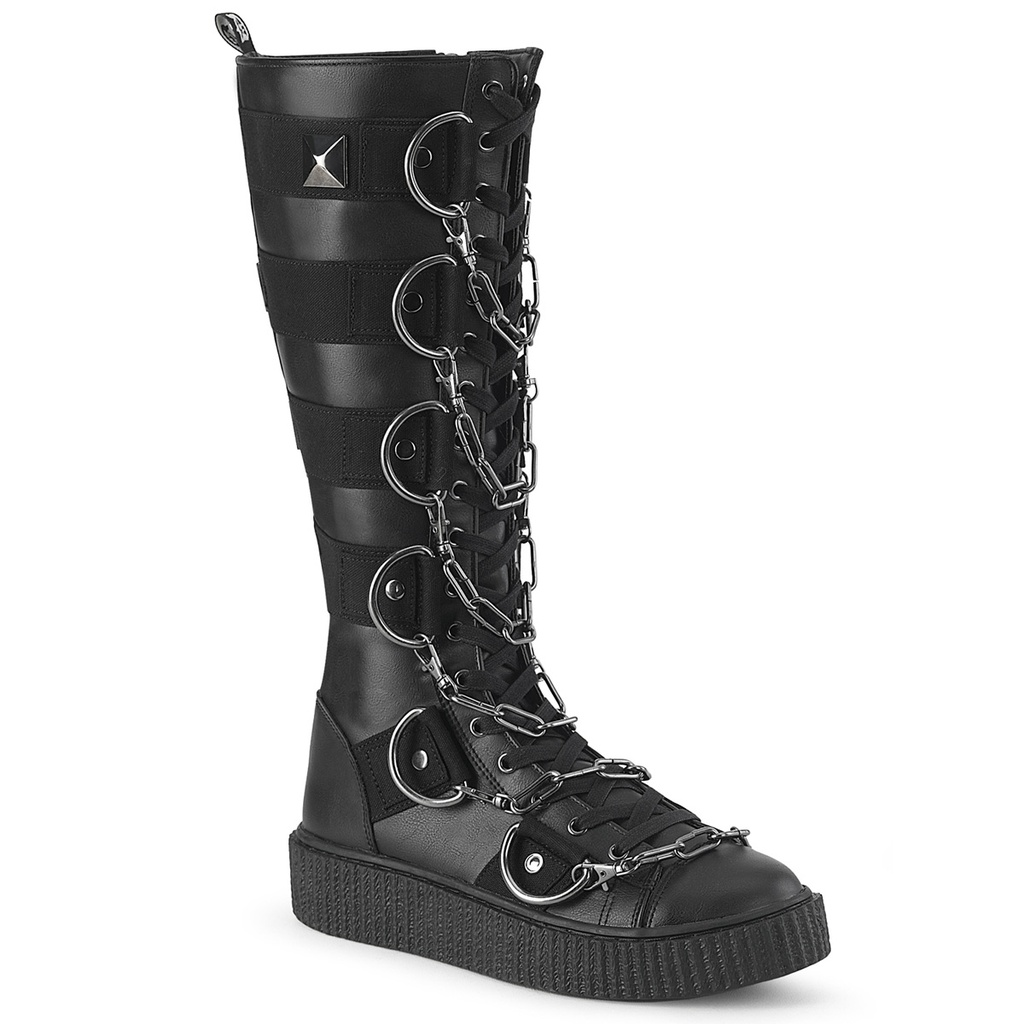 SNEEKER-405 - Blk Vegan Leather-Canvas