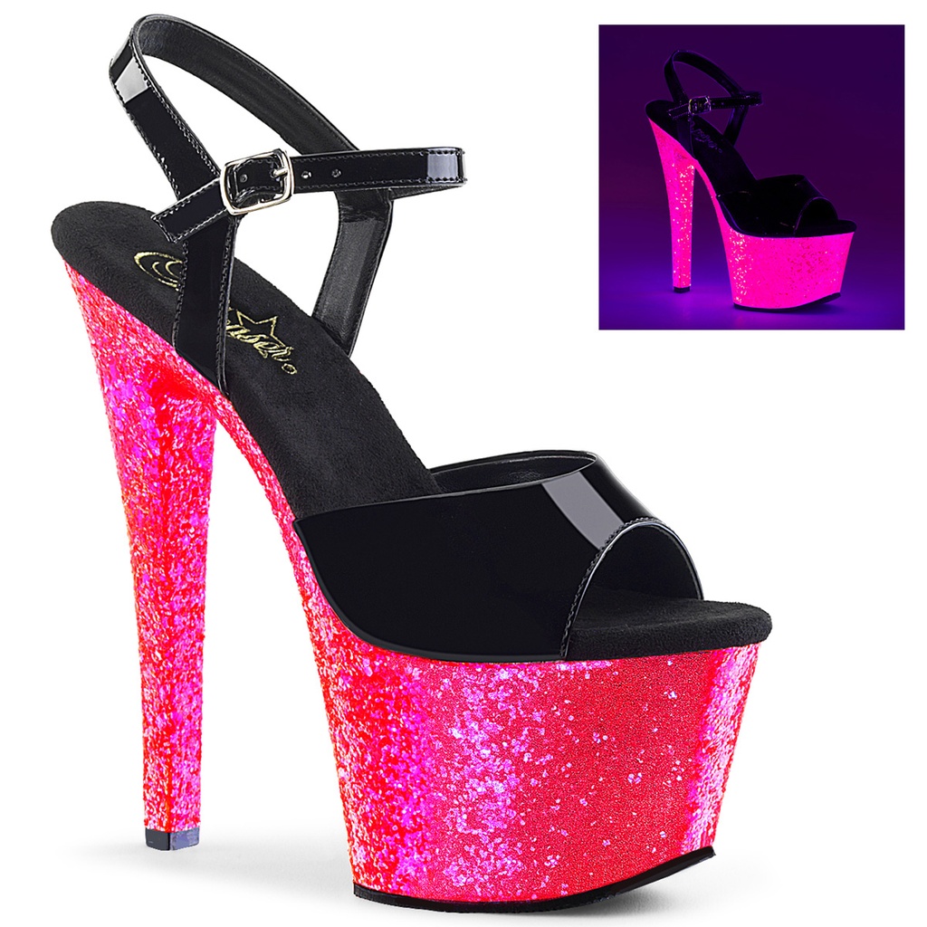 SKY-309UVLG - Lack Schwarz Hot Pink Glitter