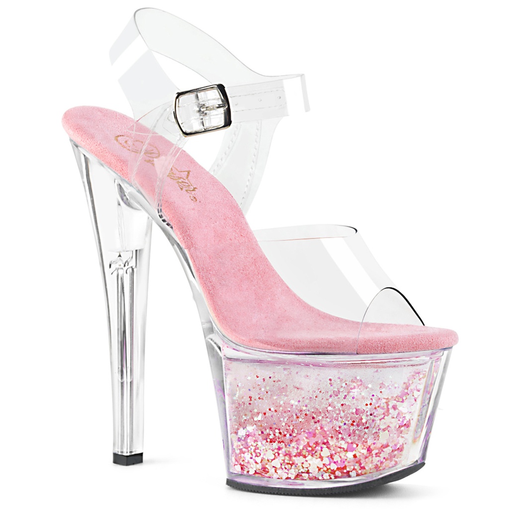 SKY-308WHG - Transparent  Baby Pink Glitter
