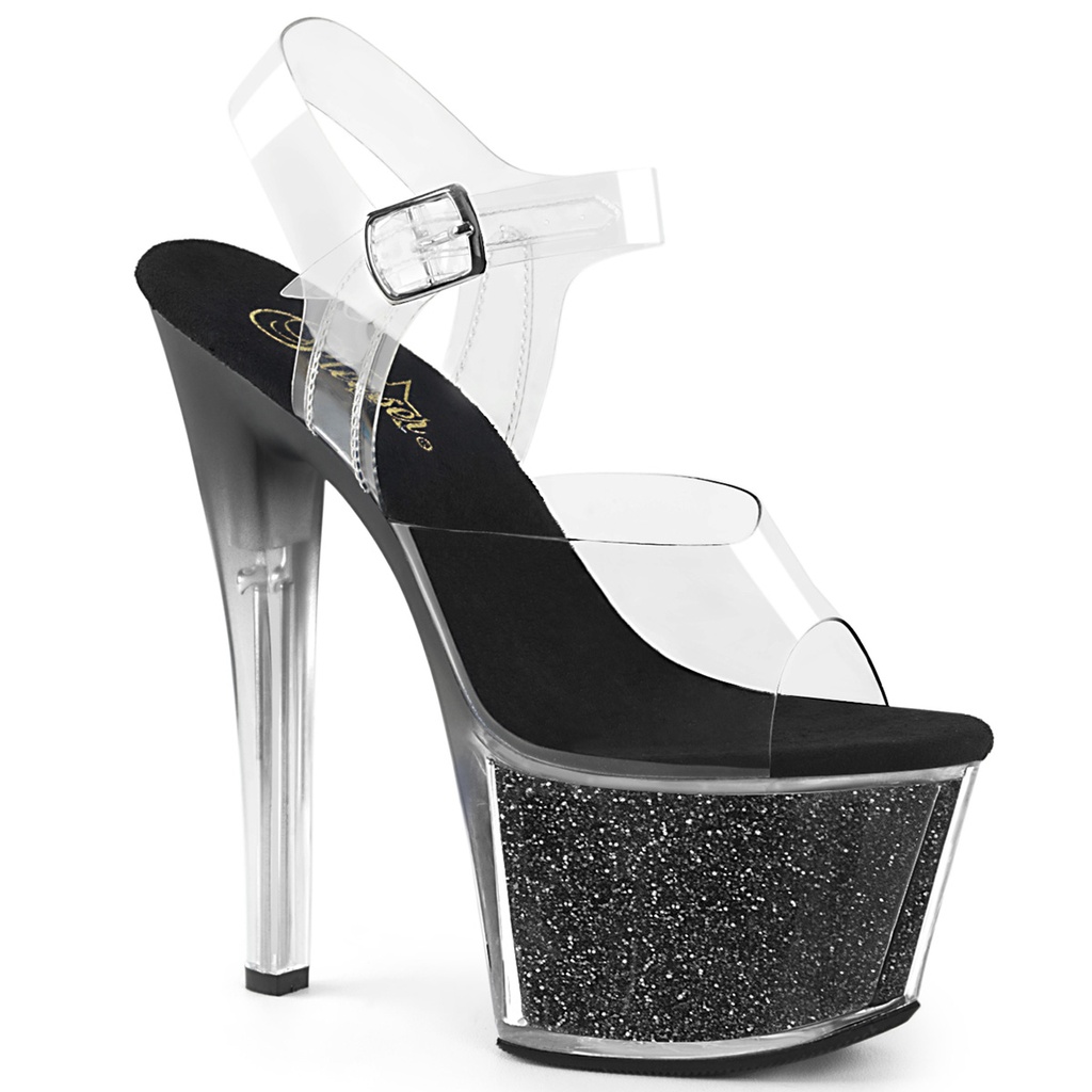 SKY-308G-T - Transparent  Schwarz Glitter