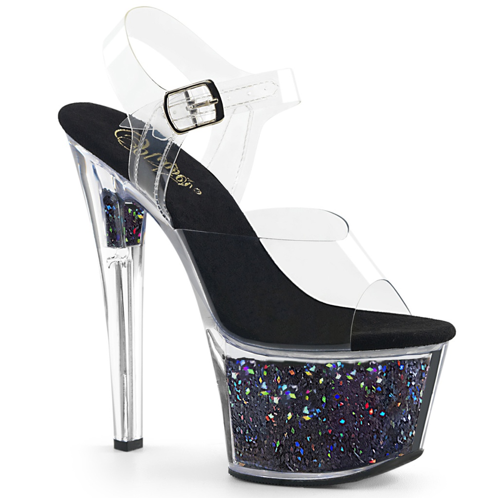SKY-308GF - Transparent  Schwarz Glitter