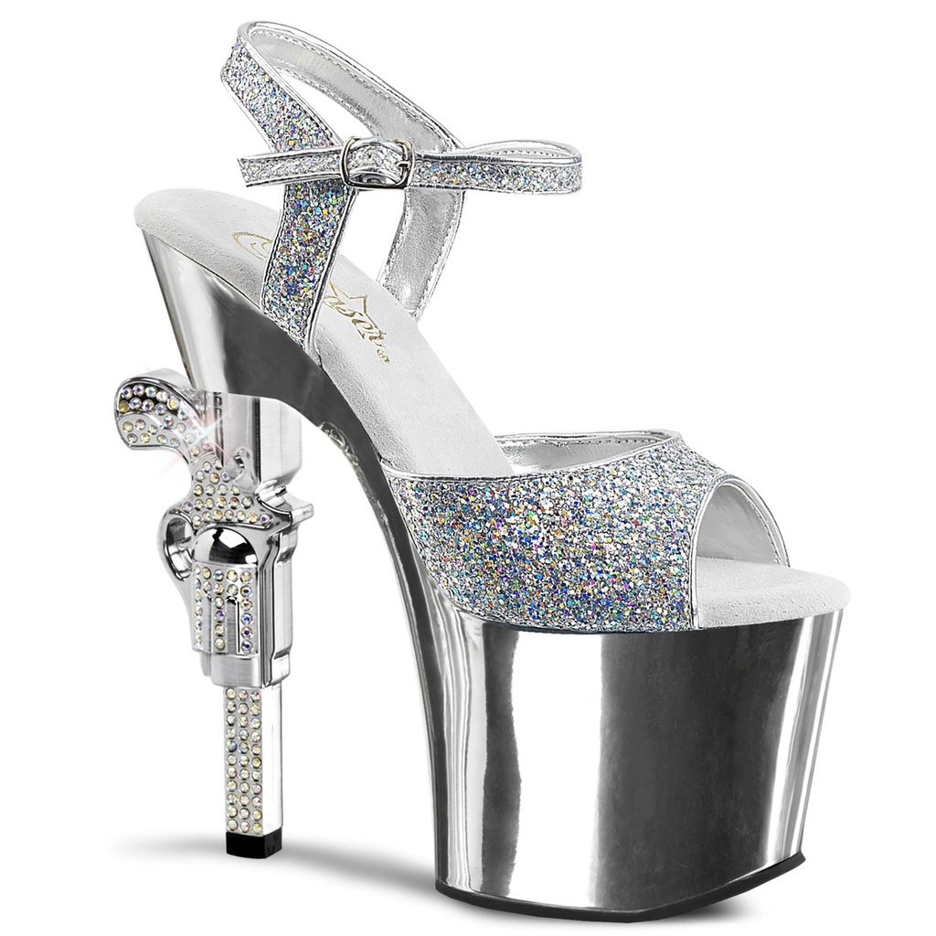 REVOLVER-709G - PU Silber Glitter Chrom