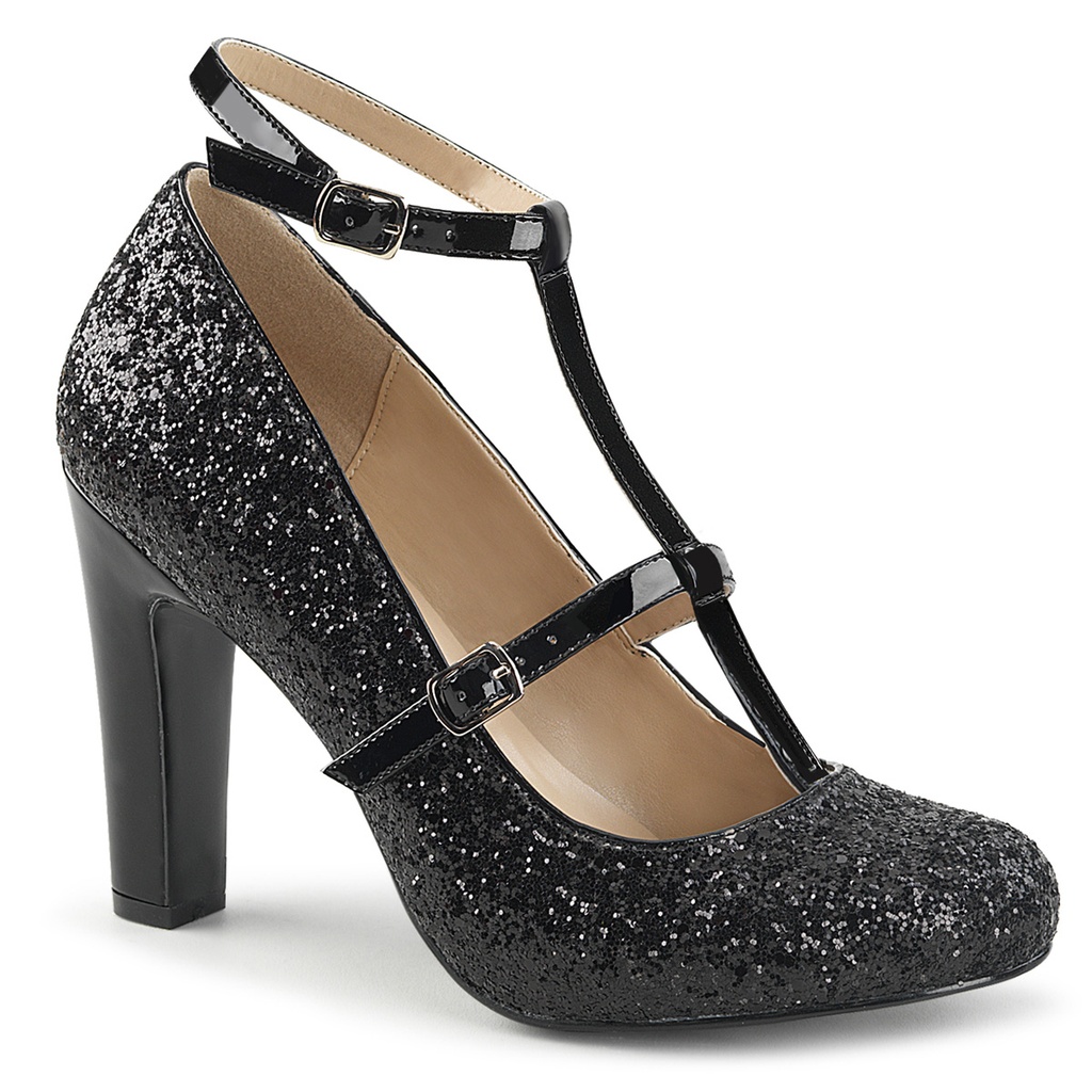 QUEEN-01 - PU Schwarz Glitter