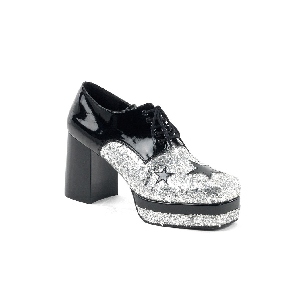 GLAMROCK-02 - PU Schwarz Silber Glitter