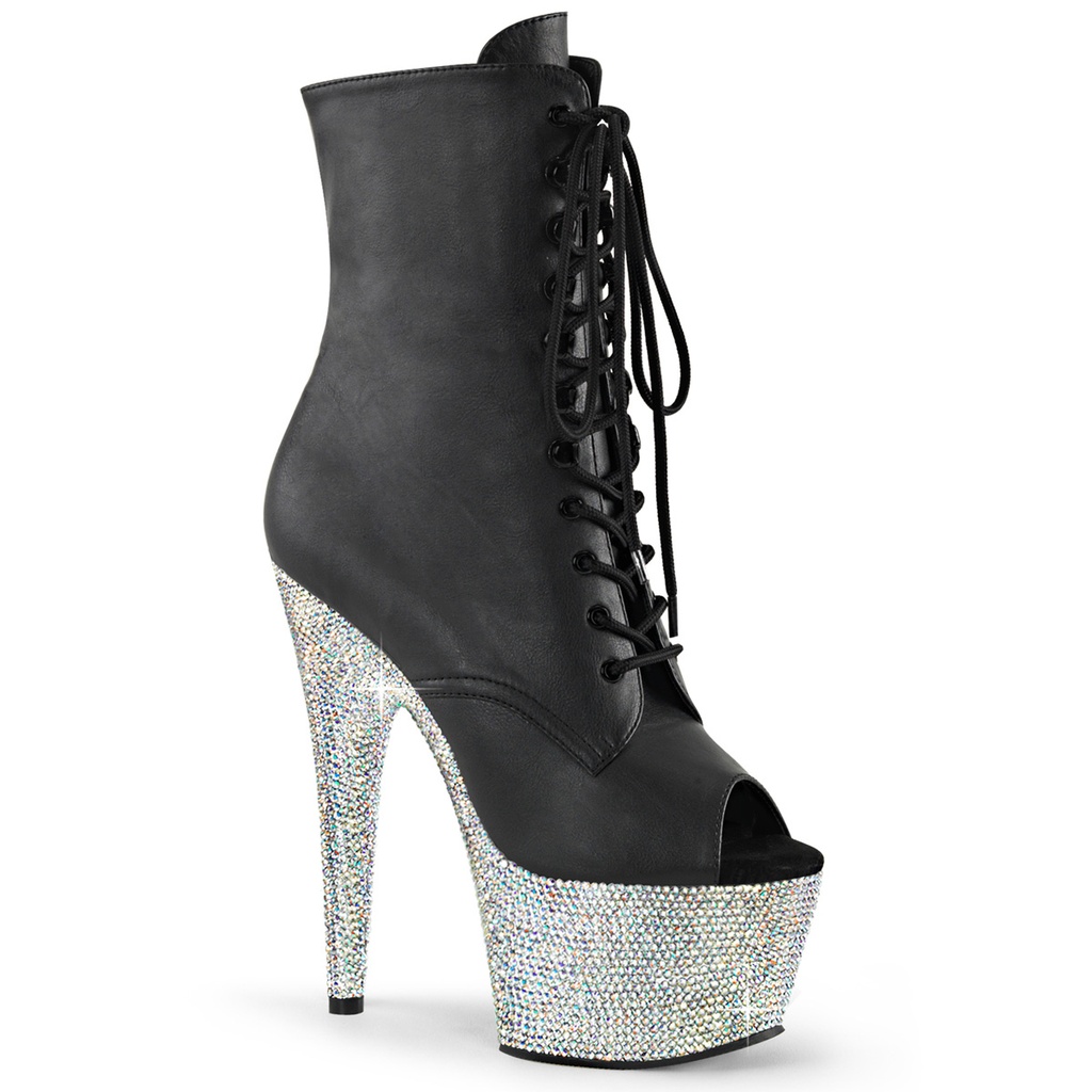 BEJEWELED-1021-7 - Blk Faux Leather/Slv AB RS