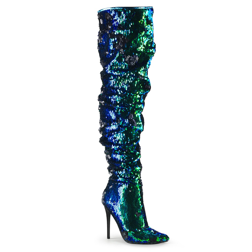 COURTLY-3011 - PU Grün Blau Pailletten